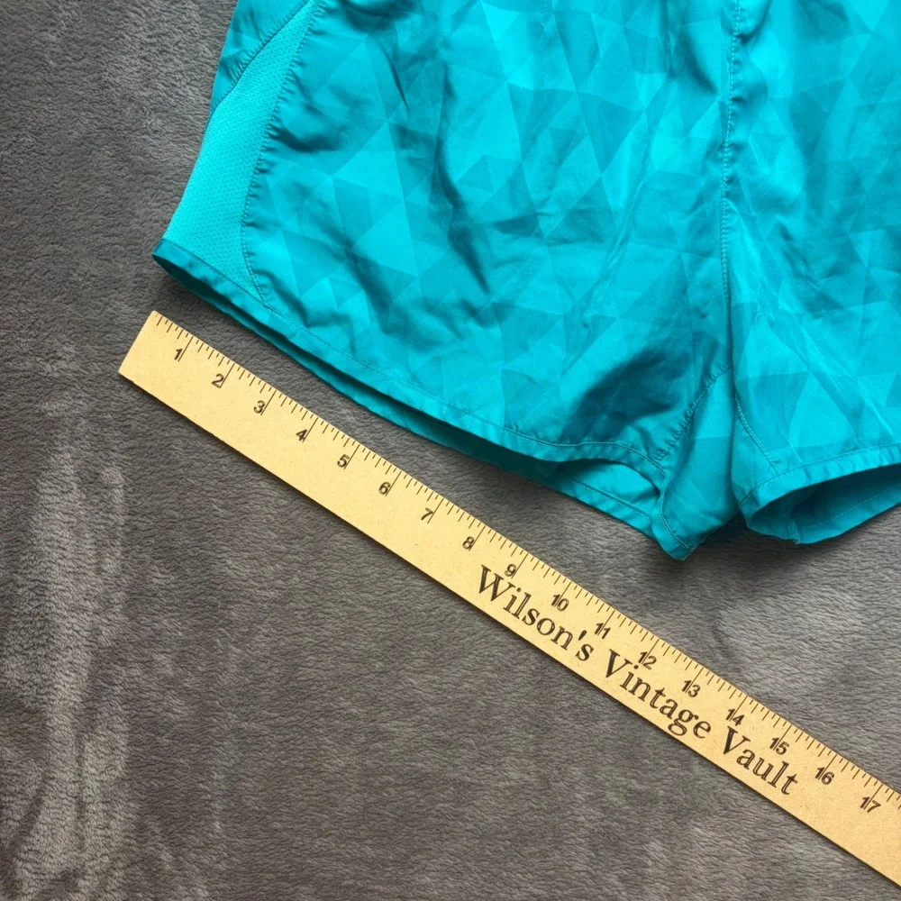 Nike Running‎ Shorts Womens L Teal Blue Geometric Pattern Athletic Gym Fit
